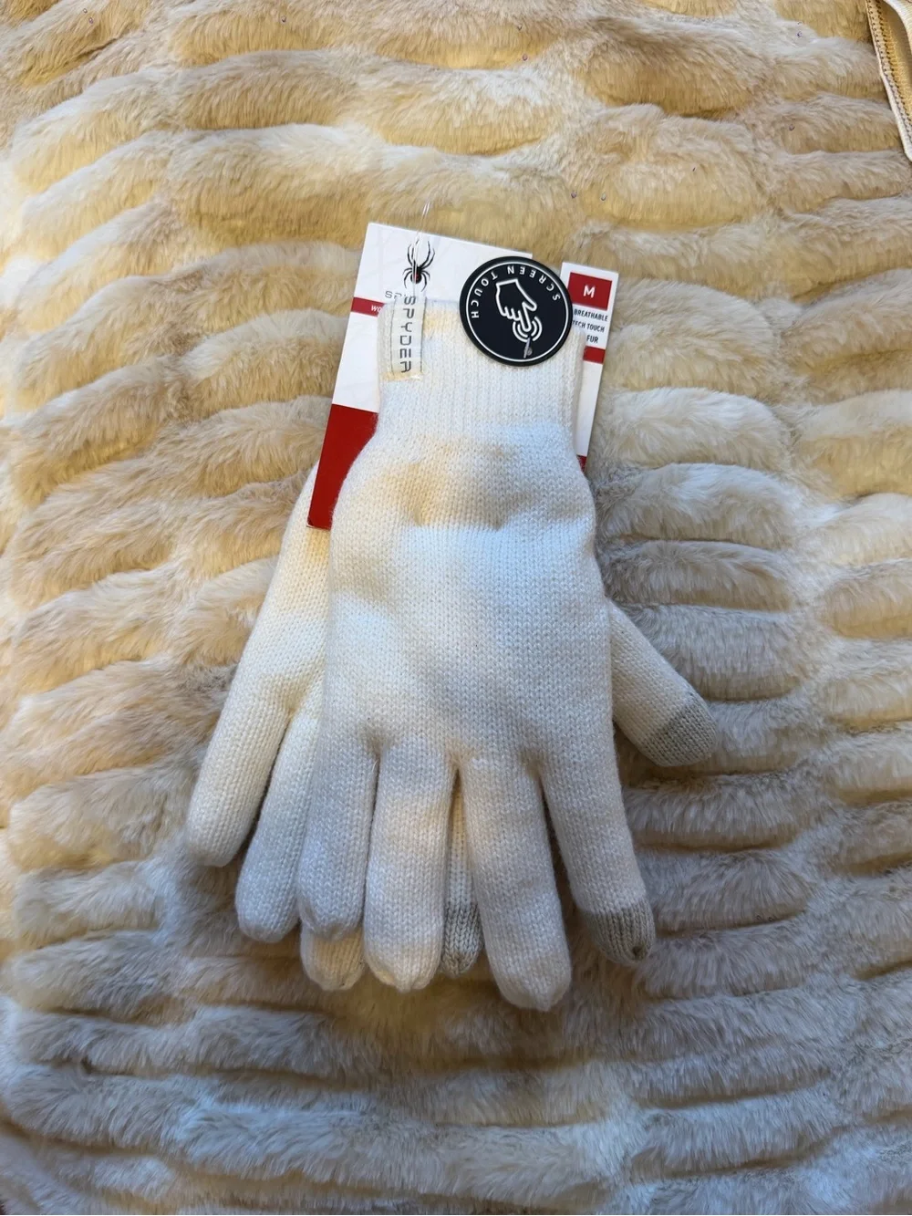 Spyder Women's White Knit Touchscreen Gloves